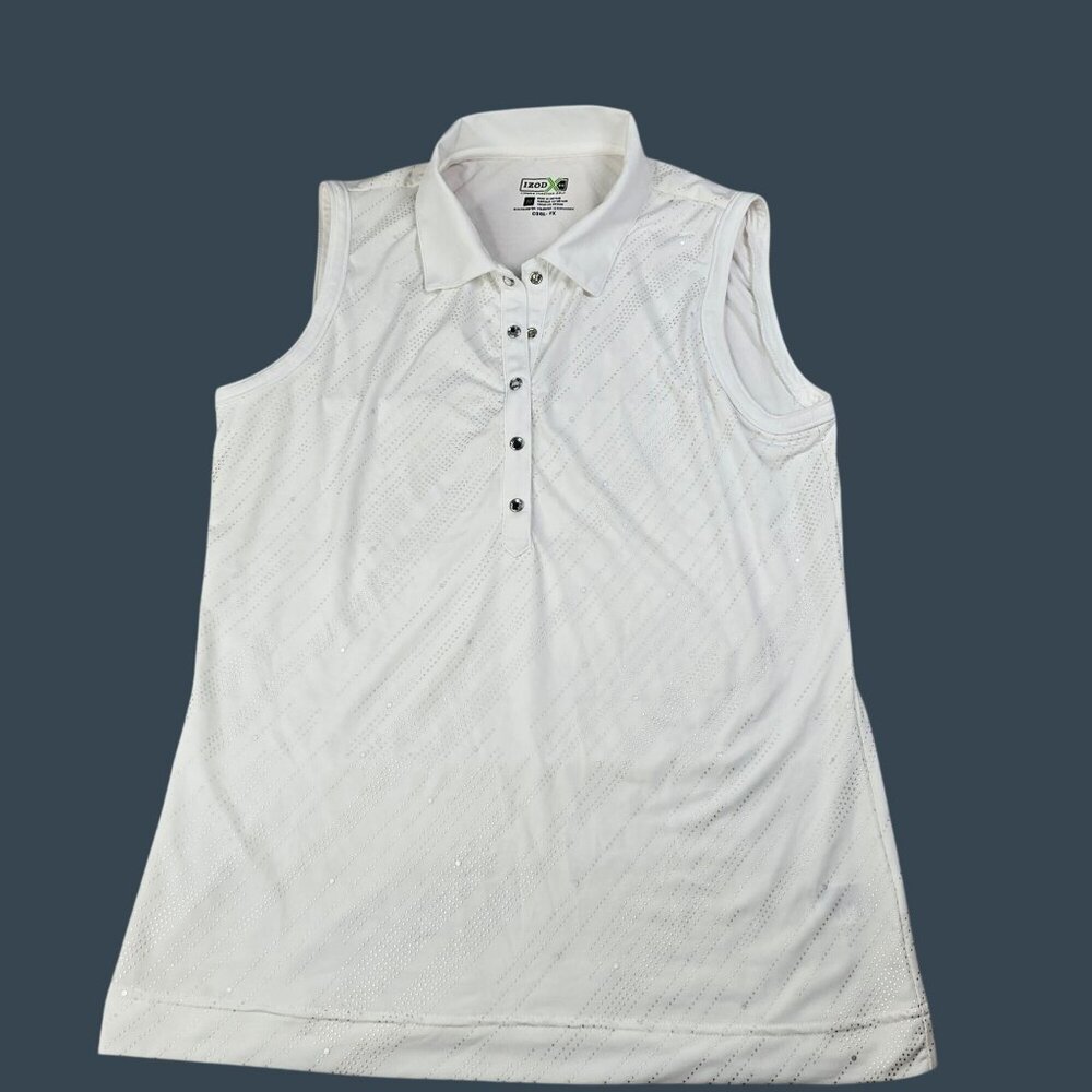 Izod XFG Womens Medium Sleeveless Golf Polo Shirt Cool-FX Moisture Wicking